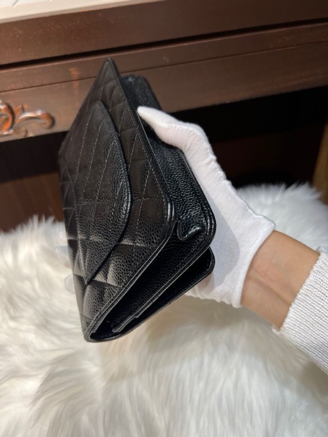 香奈兒Chanel 黑金髮財woc 荔枝牛皮 99新-8