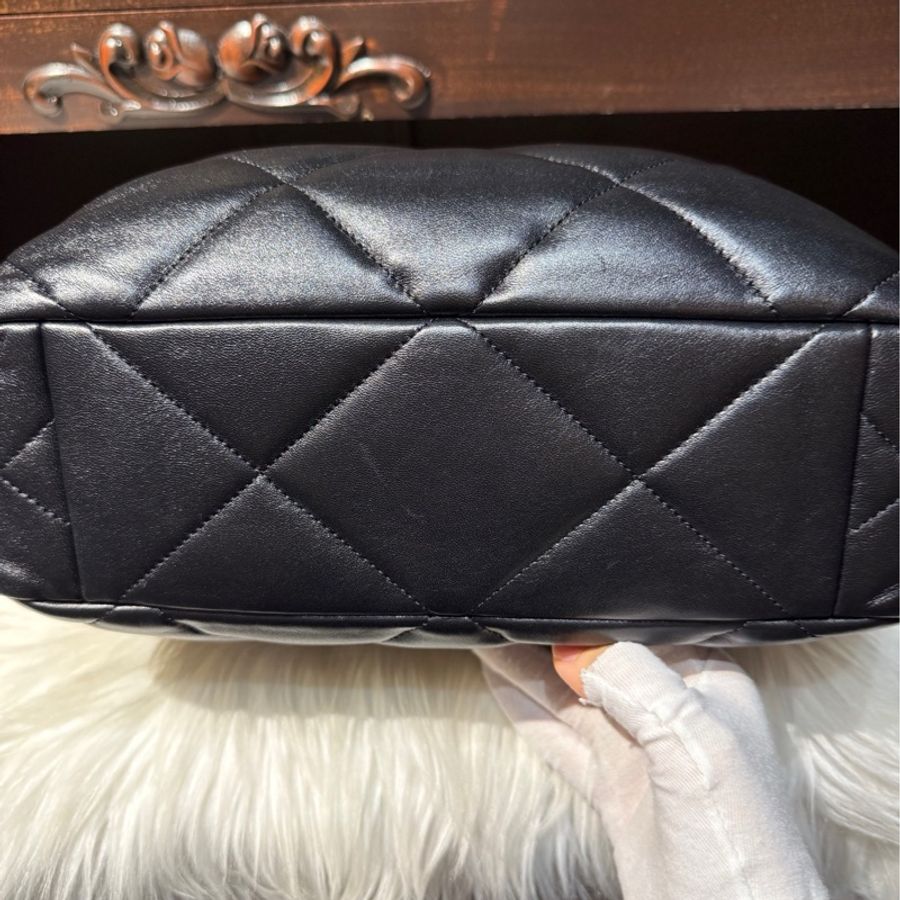 香奈兒Chanel 19bag黑銀竪版托特 晶片款 99新-10