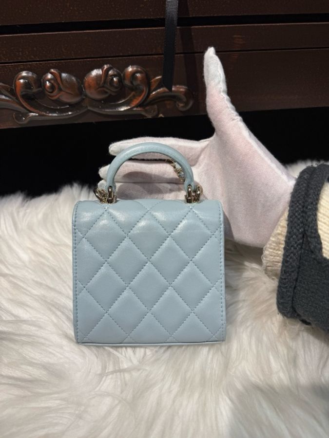 香奈兒Chanel 22p baby blue嬰兒藍 手提小口蓋包 99新-2