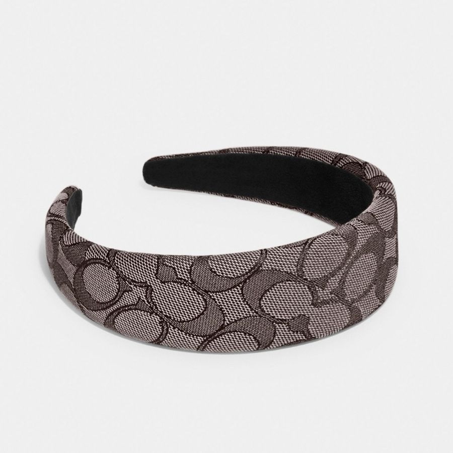 COACH蔻馳 髮飾 經典 SIGNATURE C Logo寬版髮帶 蓬蓬髮箍(橡木色 烏木色 楓棕色 Oak)-0