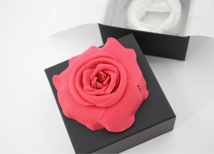 Chanel G26C 布料紅色山茶花胸針-3