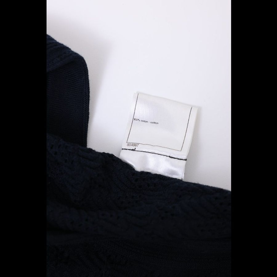 Chanel 13年深蓝色针织两口袋短袖连衣裙外套-8
