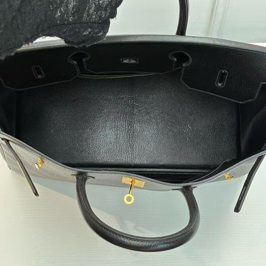 Hermes/愛馬仕 Birkin40鉑金包 BK40手提公文包89黑色金扣 絕版阿登皮 經典典藏款-8