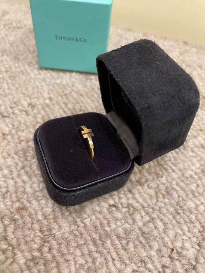 Tiffany&co 蒂芙尼 玫瑰金T形戒指 56號-1