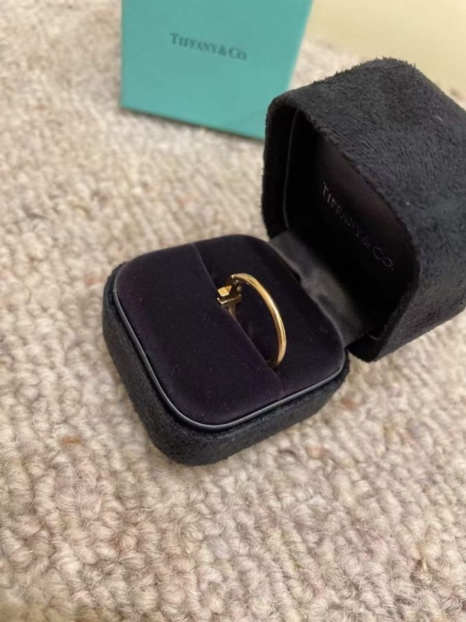 Tiffany&co 蒂芙尼 玫瑰金T形戒指 56號-3