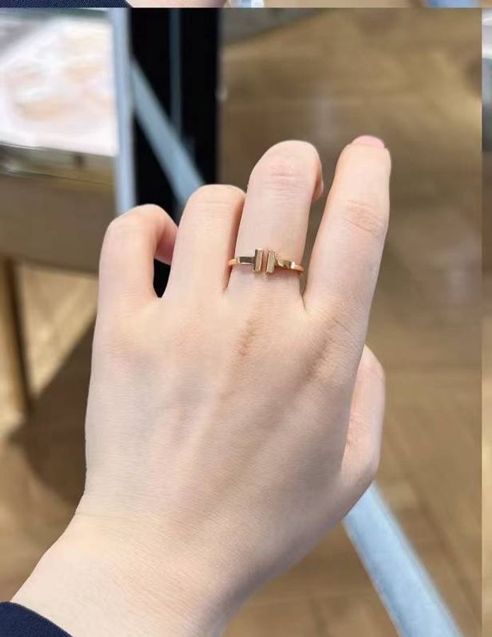 Tiffany&co 蒂芙尼 玫瑰金T形戒指 56號-6