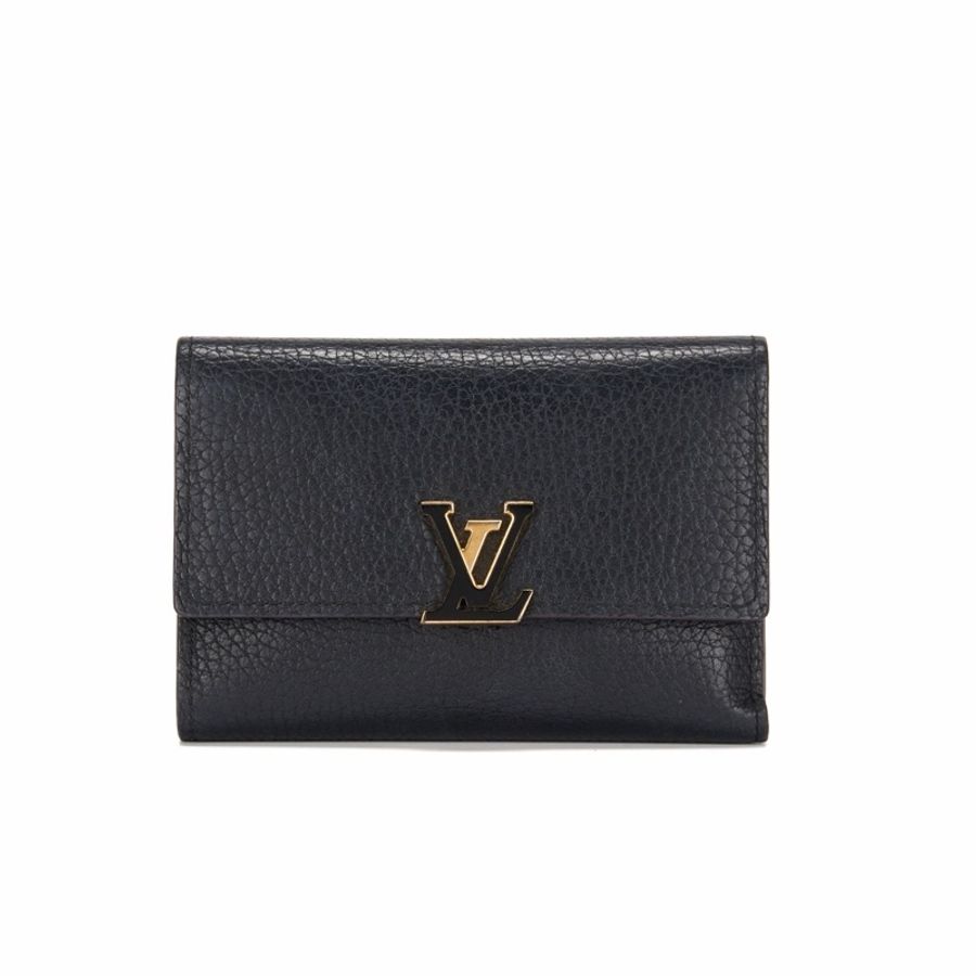 Louis Vuitton • 經典Capucines黑金荔枝牛皮短夾-1
