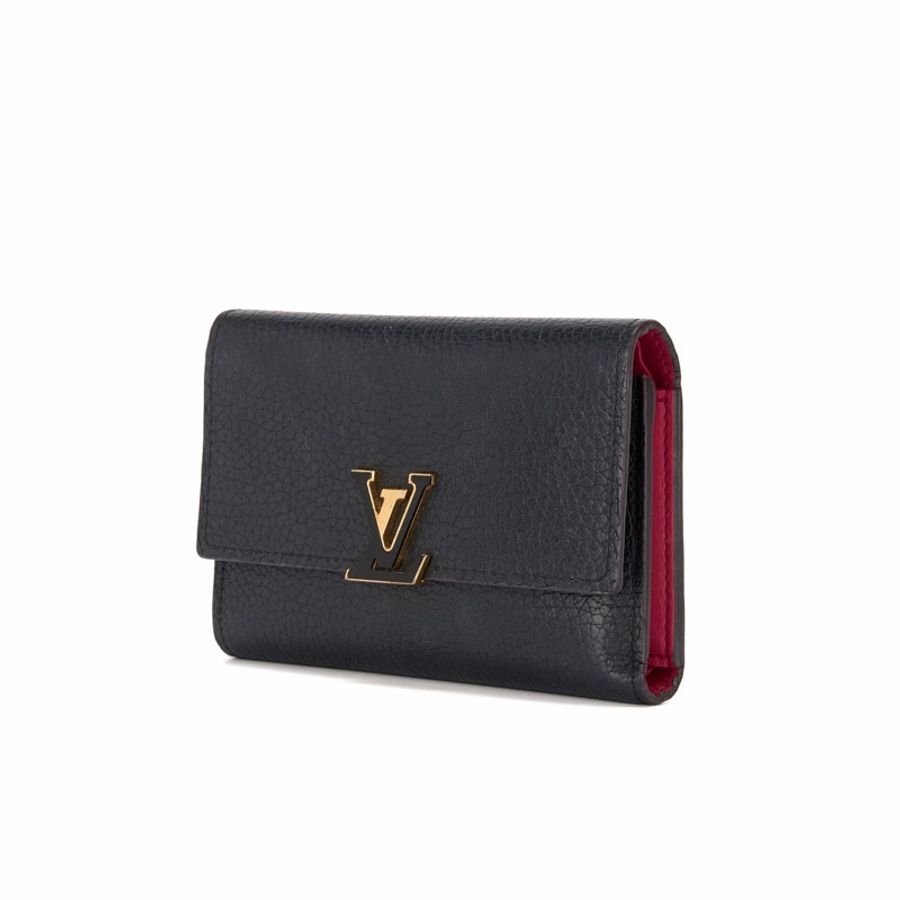 Louis Vuitton • 經典Capucines黑金荔枝牛皮短夾-3