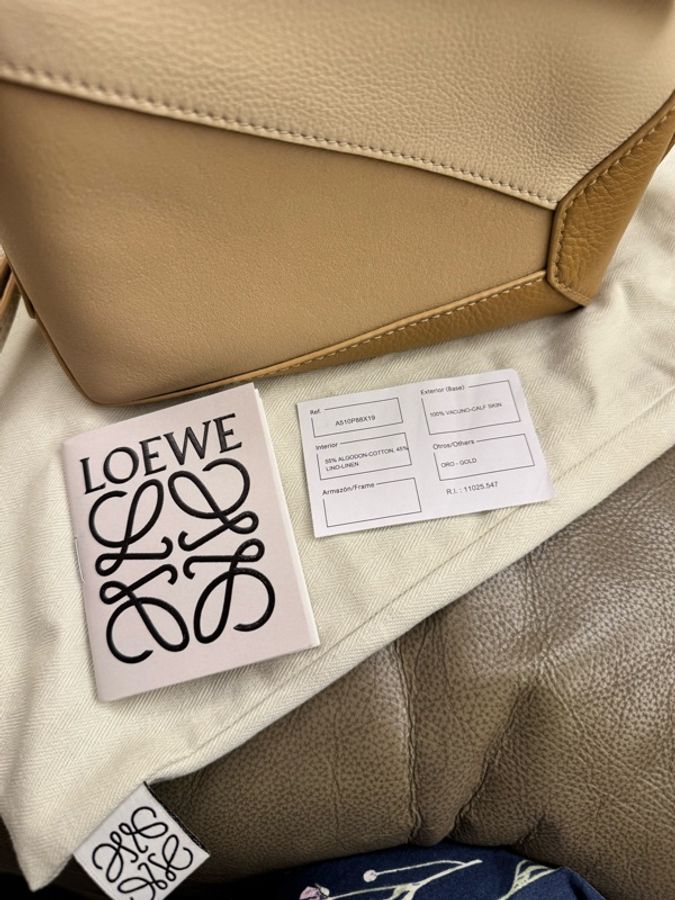 Loewe 羅意威 puzzle mini bag 奶茶色 沙色拼接包-15