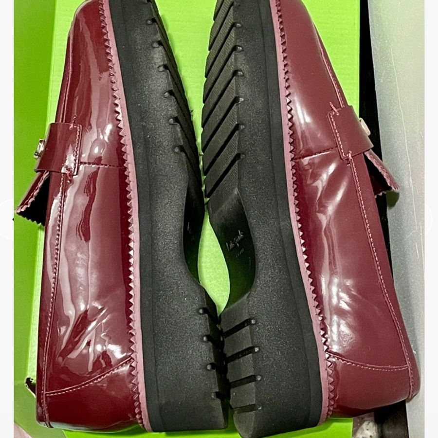 Kate Spade Hallie Lug Losfer KM127 酒紅色漆皮樂福鞋 7.5 24.5-2