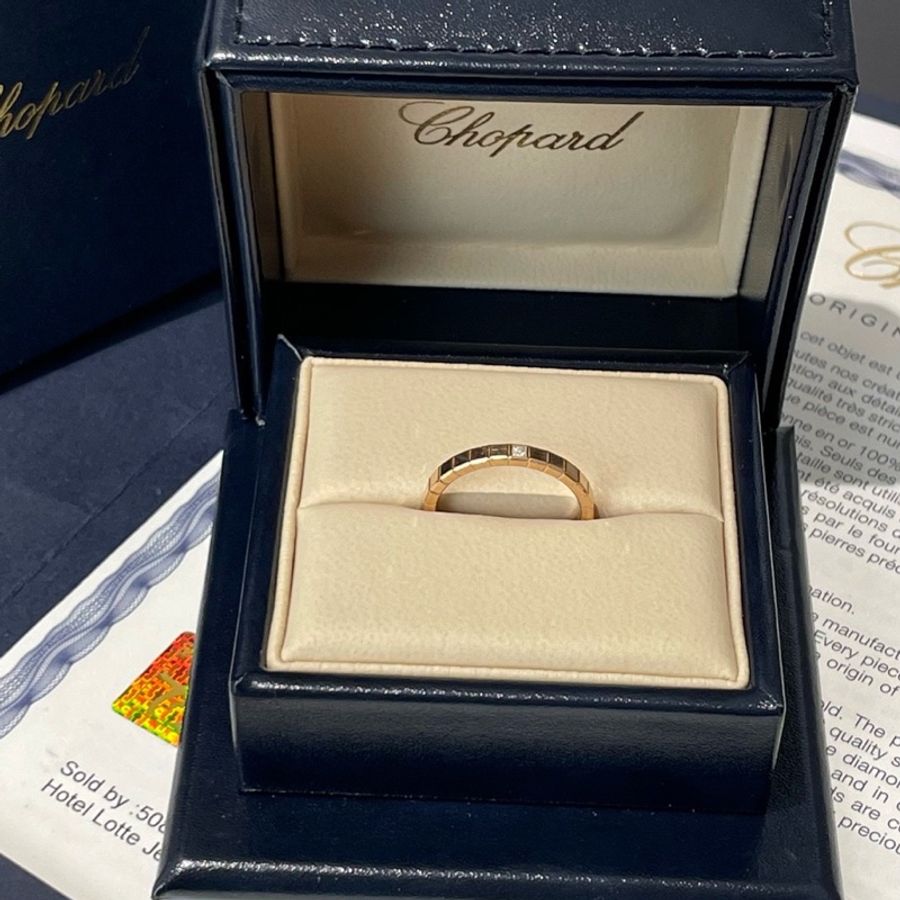 Chopard蕭邦 ICECUBE冰塊系列 窄版 52碼 18k玫瑰金 戒指 男女同款-0
