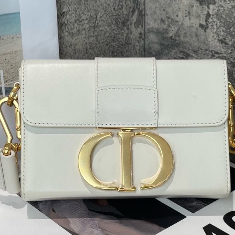 Dior 迪奧 蒙田 Montaigne 尺寸:17.5*12cm 純白亮面牛皮 配寬肩帶-5