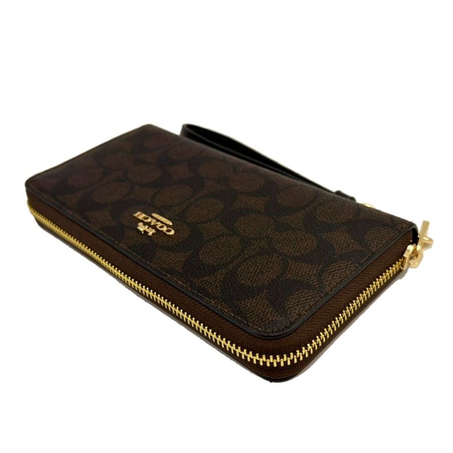 COACH 新款C LOGO手掛式零錢袋長夾(深咖)-3
