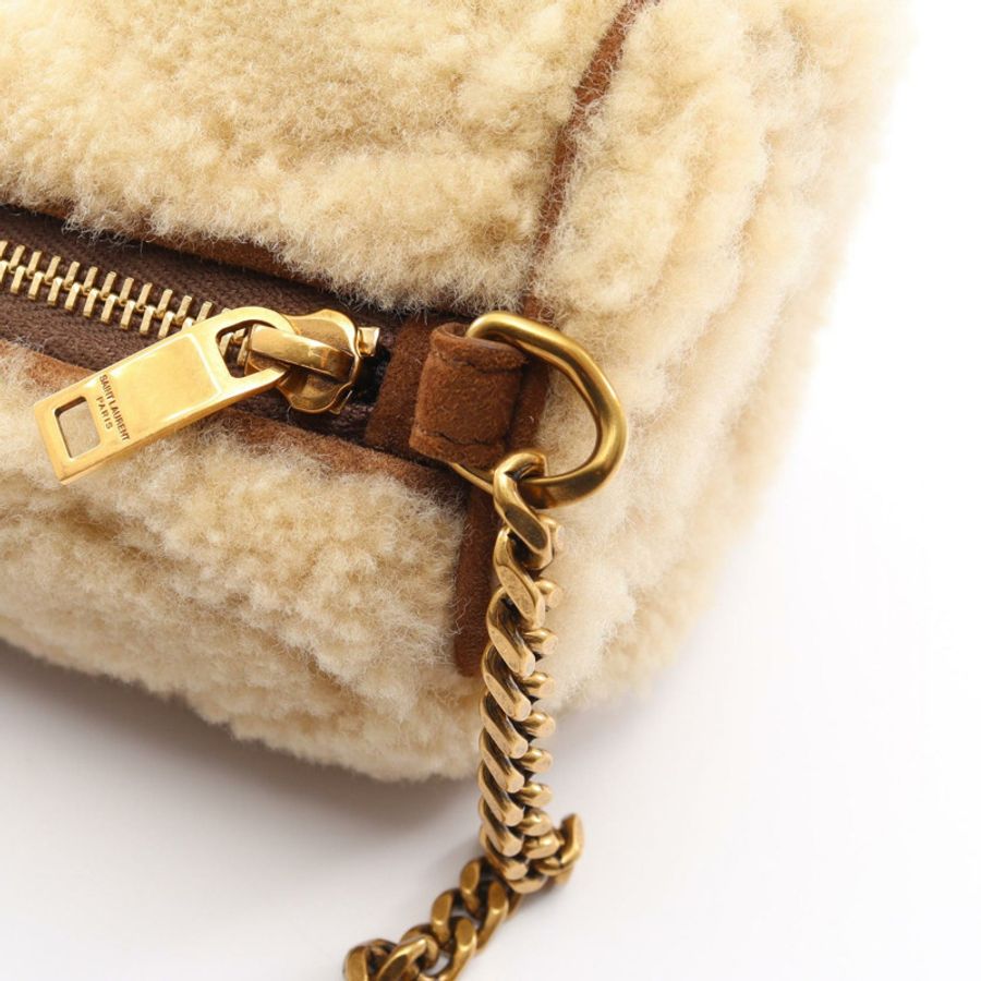 SAINT LAURENT PARIS Sado 迷你管狀包 單肩包 699703 羊絨絨米棕色 二手 女士-6