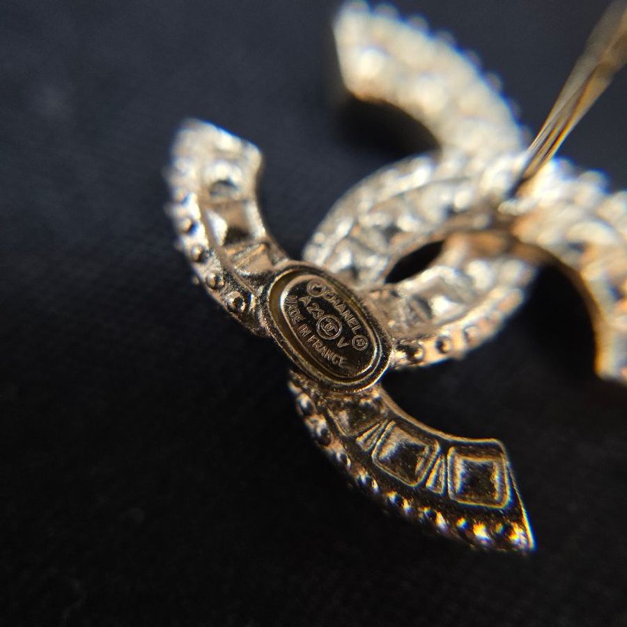 CHANEL 香奈兒 經典雙CC滿鑽耳環 金色 水鑽Logo耳環 2cm-4