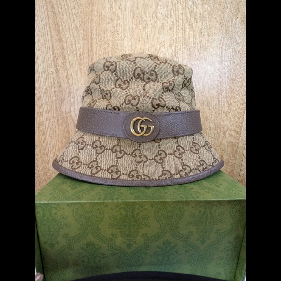 Gucci 全新未使用 完整盒裝吊牌及防塵套 GG老花滿版漁夫帽-5