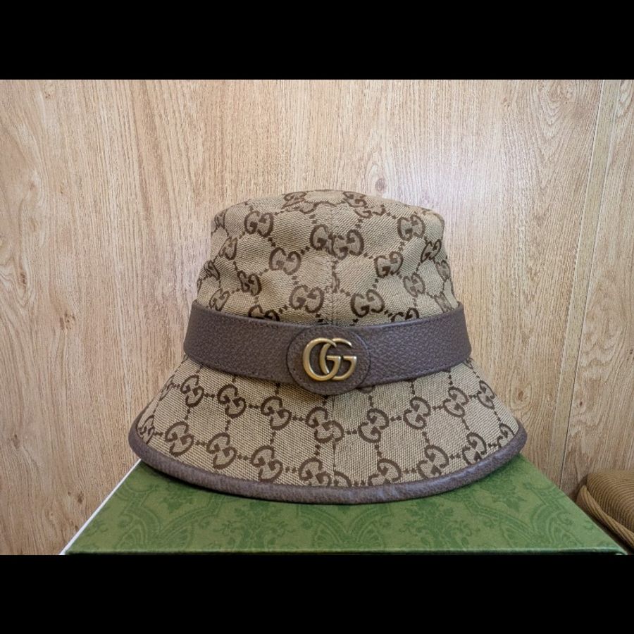 Gucci 全新未使用 完整盒裝吊牌及防塵套 GG老花滿版漁夫帽-6