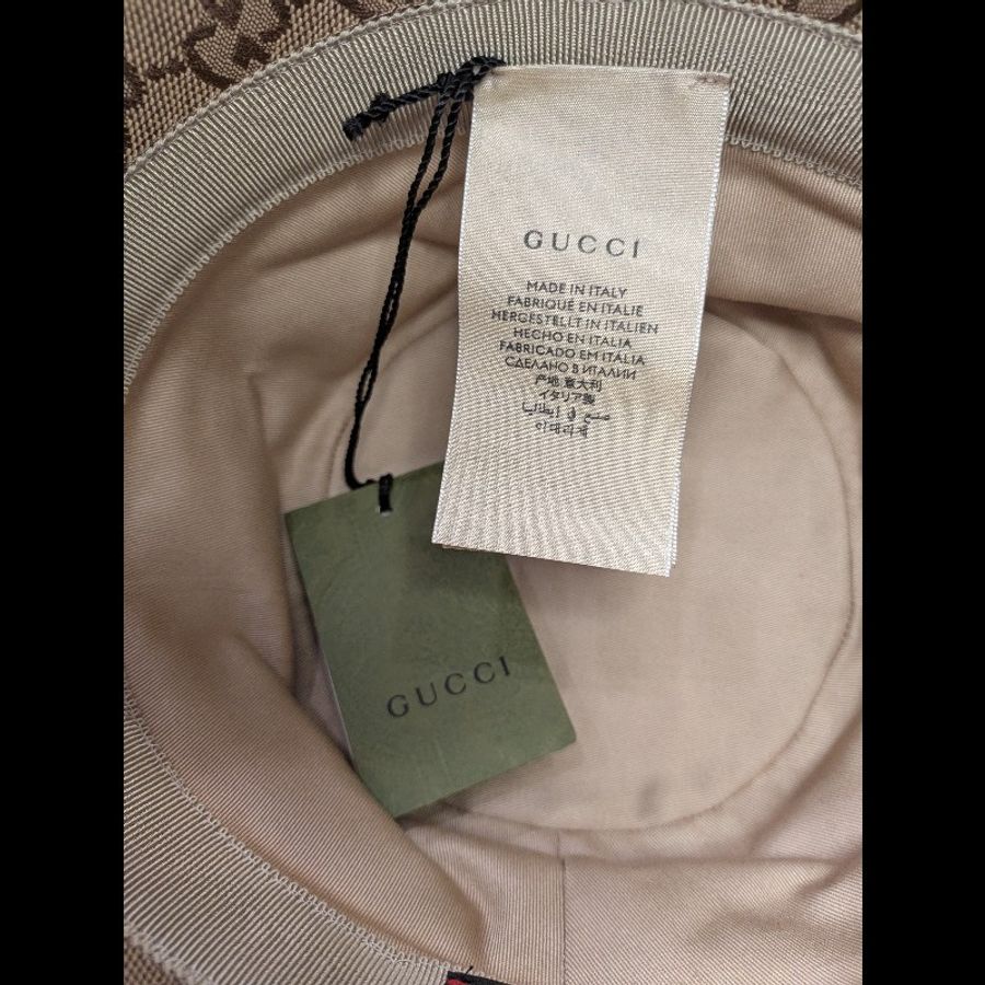 Gucci 全新未使用 完整盒裝吊牌及防塵套 GG老花滿版漁夫帽-11