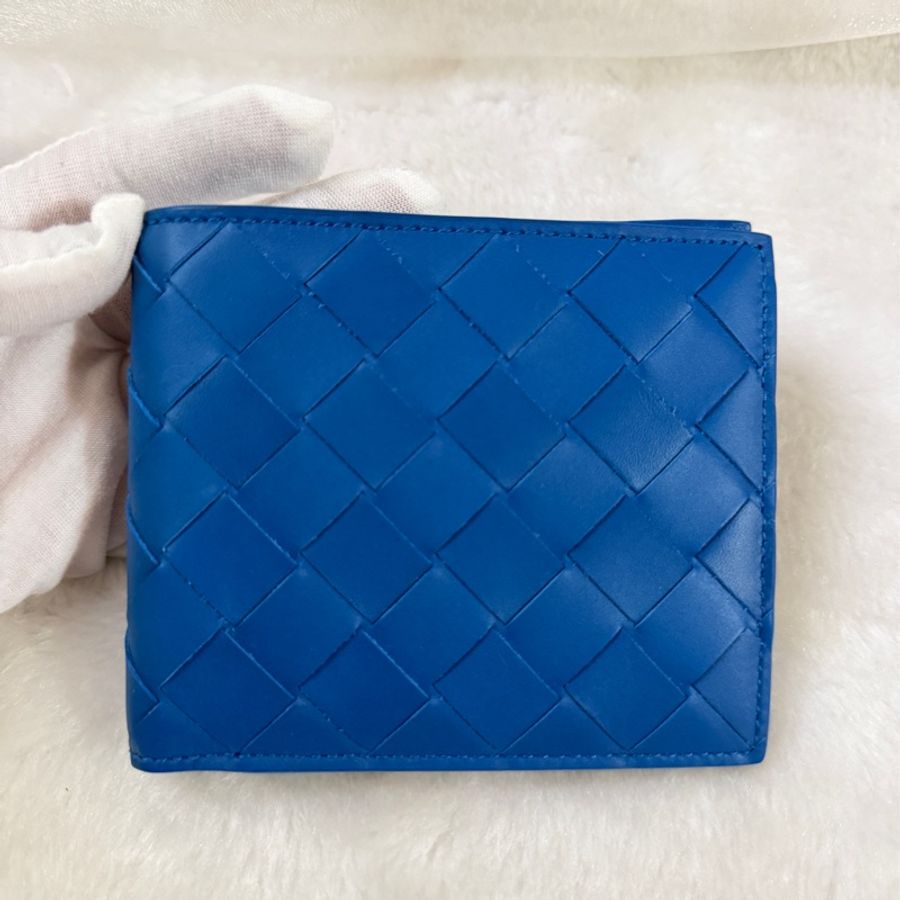 Bottega Veneta 經典編織短夾 Bi Fold Wallet 藍色-1