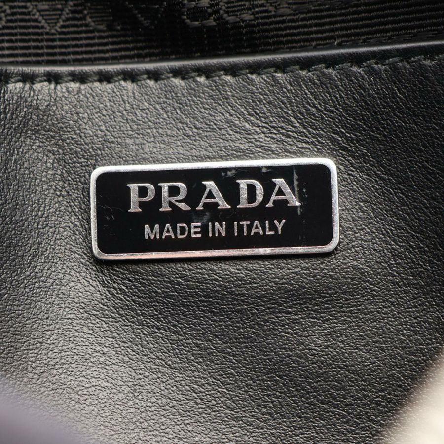 PRADA Re-Nylon鱷魚紋壓花單肩包,尼龍皮革材質,黑色,二手女款-3
