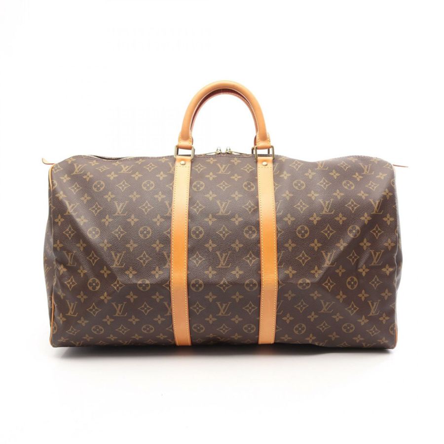 路易威登 Keepall55 Monogram 波士頓包 M41424 PVC塗層帆布皮革 棕色 二手 男女通用-0