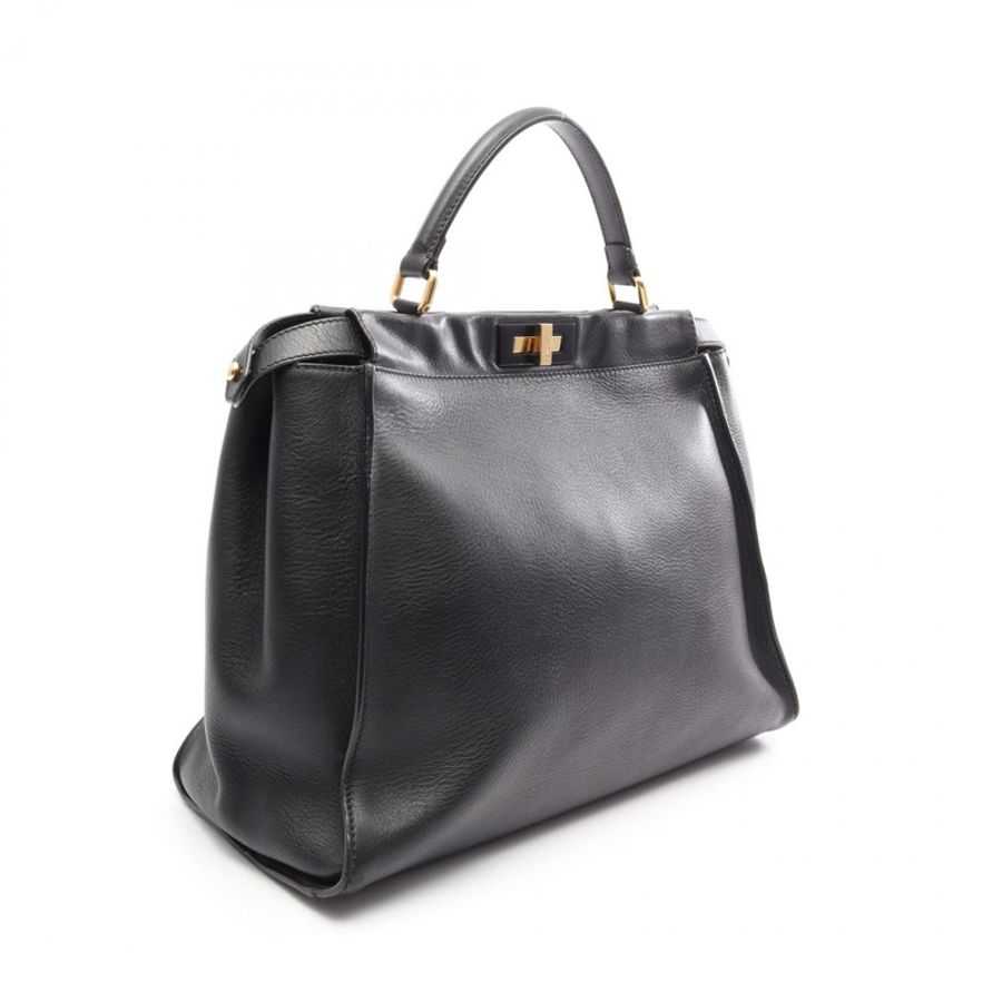 FENDI Peekaboo 大號兩用手提包 8BN210 黑色皮革二手女款-1