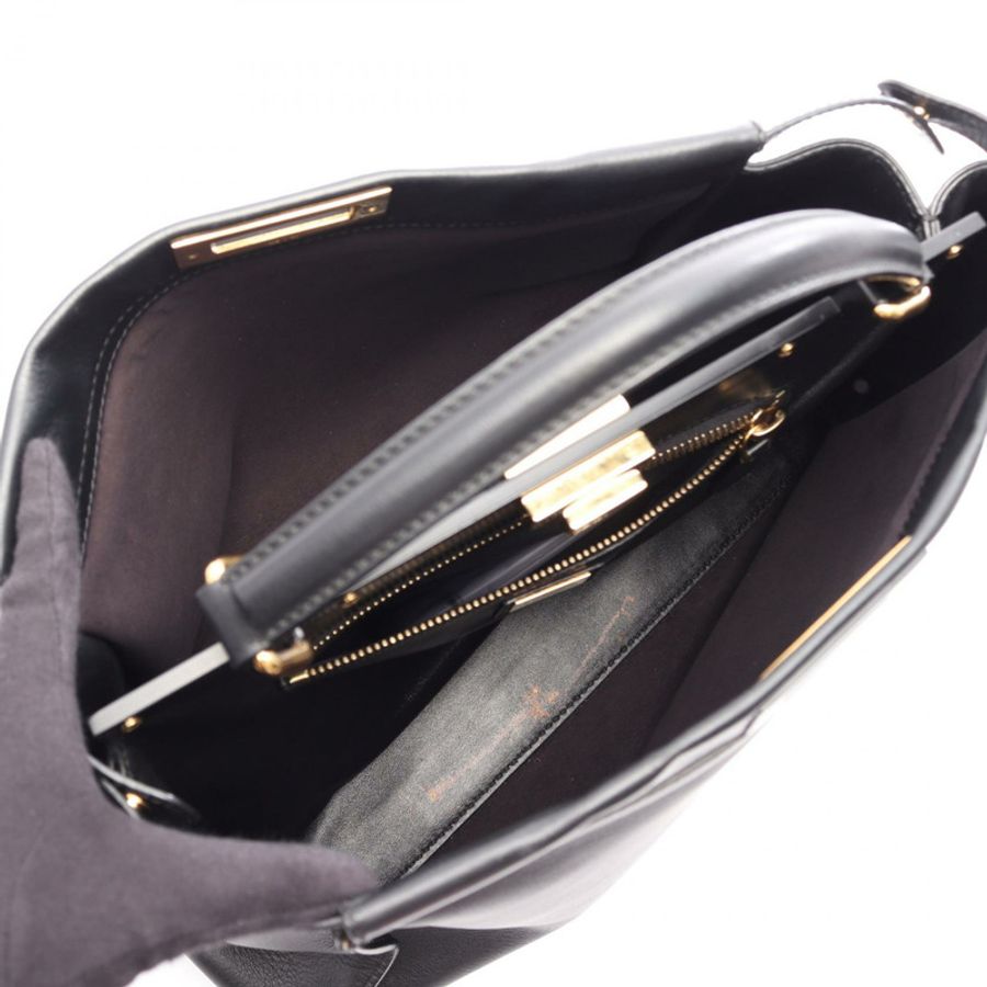 FENDI Peekaboo 大號兩用手提包 8BN210 黑色皮革二手女款-2