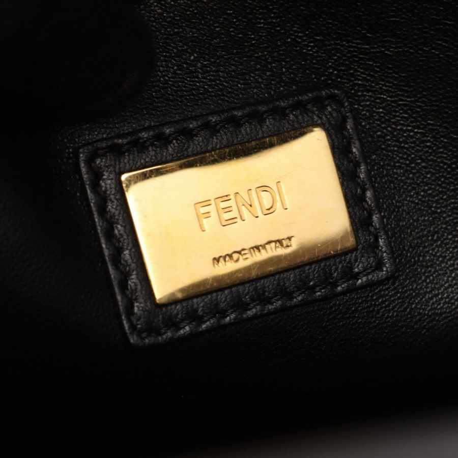 FENDI Peekaboo 大號兩用手提包 8BN210 黑色皮革二手女款-3