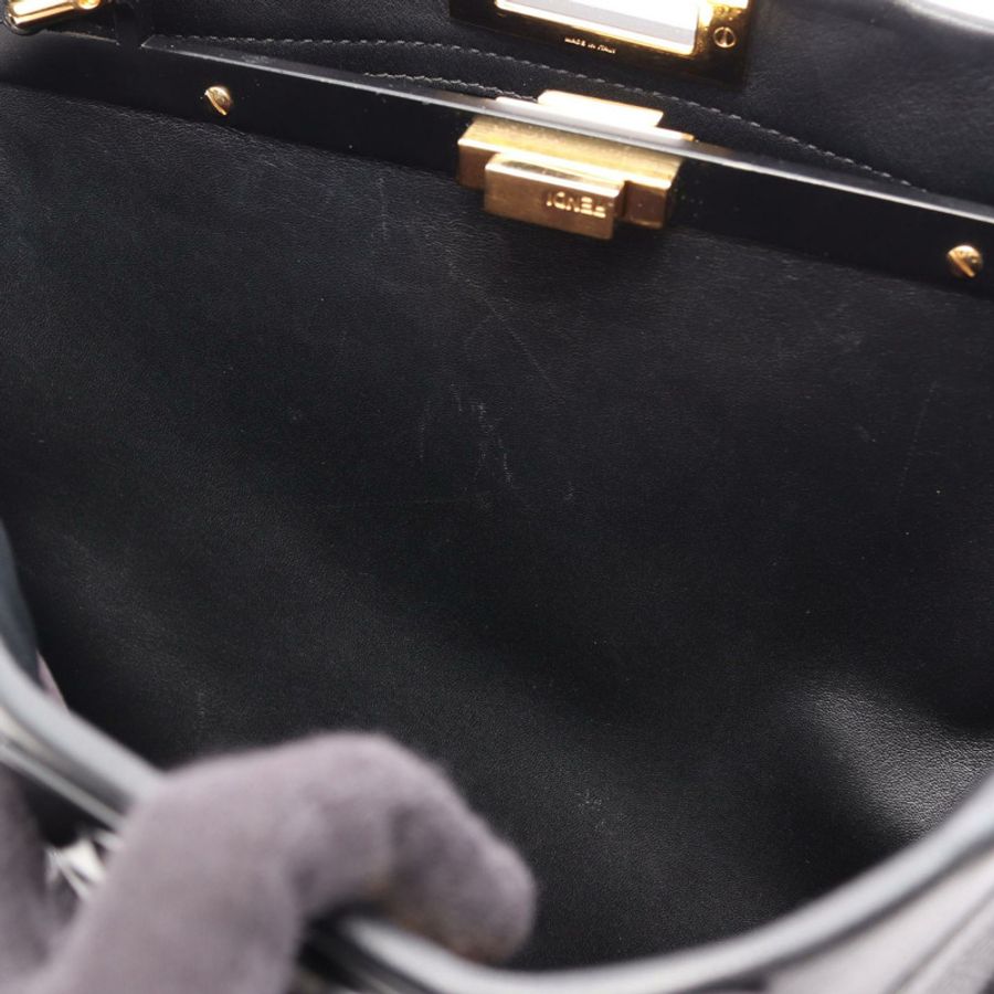 FENDI Peekaboo 大號兩用手提包 8BN210 黑色皮革二手女款-5
