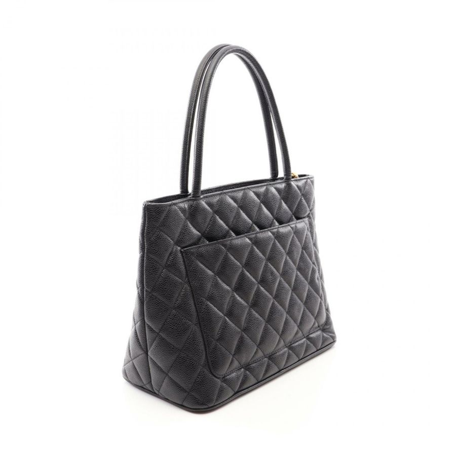 香奈兒 (CHANEL) Medallion 手提包 A01804 小牛皮 黑色 二手 女士 金色五金-1