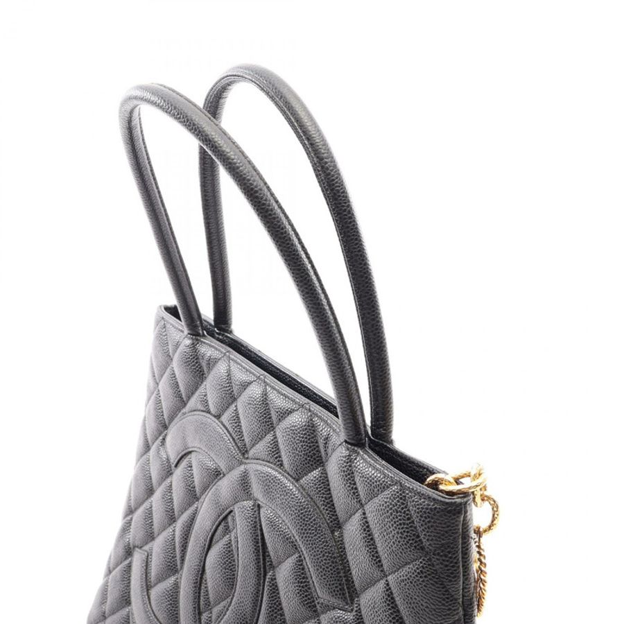 香奈兒 (CHANEL) Medallion 手提包 A01804 小牛皮 黑色 二手 女士 金色五金-8