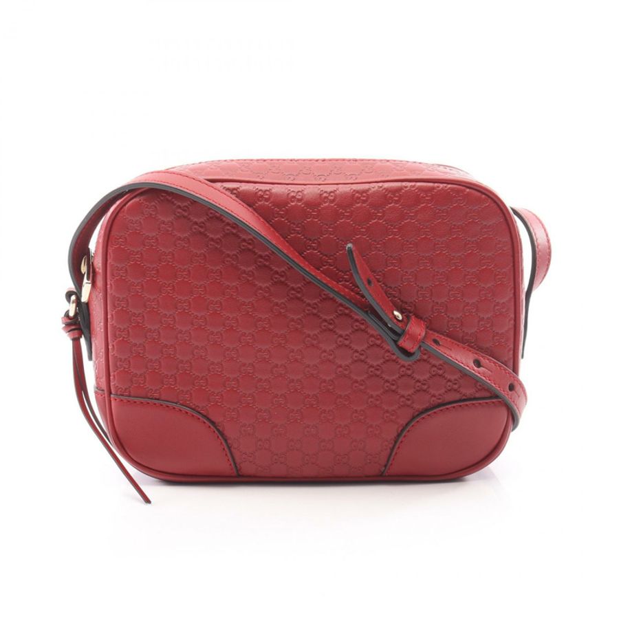 GUCCI BREE MICRO Guccissima 單肩斜背包 449413 紅色皮革 二手 女士-0