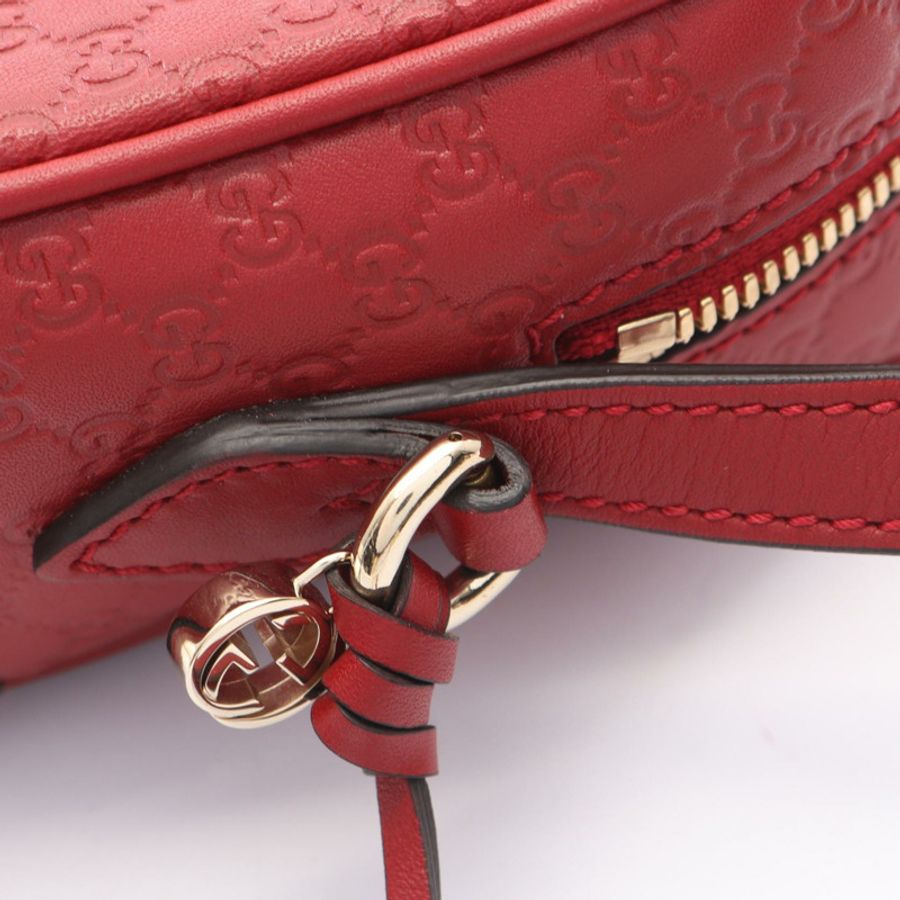GUCCI BREE MICRO Guccissima 單肩斜背包 449413 紅色皮革 二手 女士-6