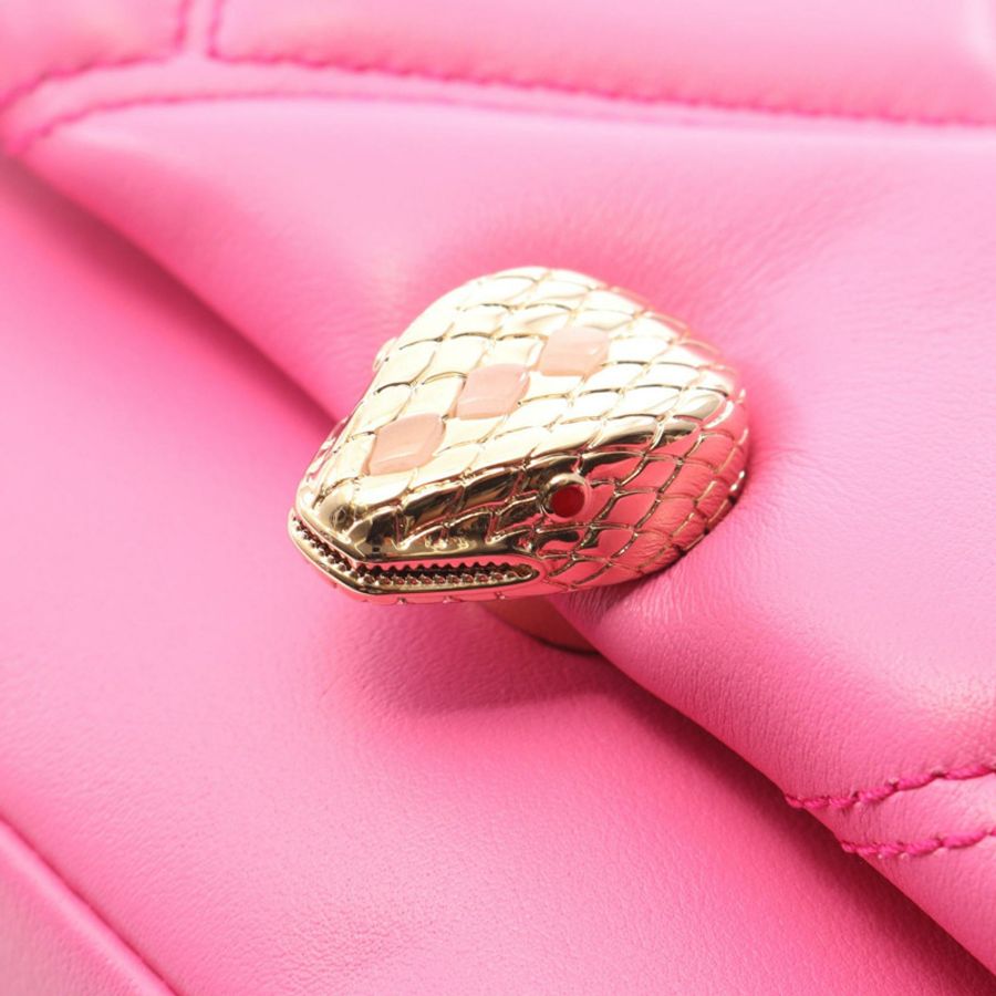 寶格麗 Serpenti Cabochon 迷你肩背斜背包,粉紅色皮革,二手-6