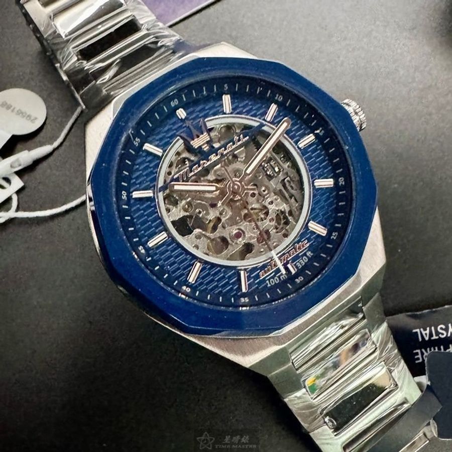 MASERATI手錶,編號R8823142004,46mm寶藍錶殼,銀色錶帶款-5