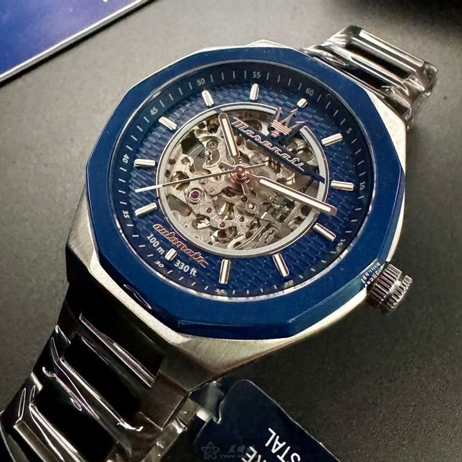 MASERATI手錶,編號R8823142004,46mm寶藍錶殼,銀色錶帶款-8