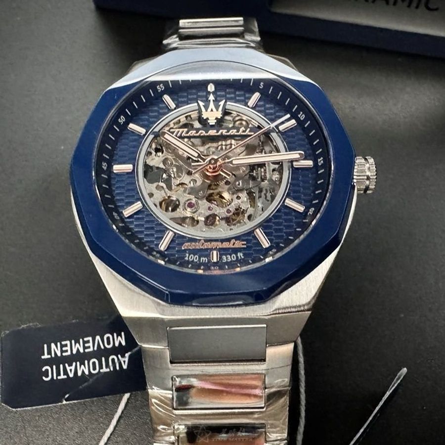 MASERATI手錶,編號R8823142004,46mm寶藍錶殼,銀色錶帶款-10