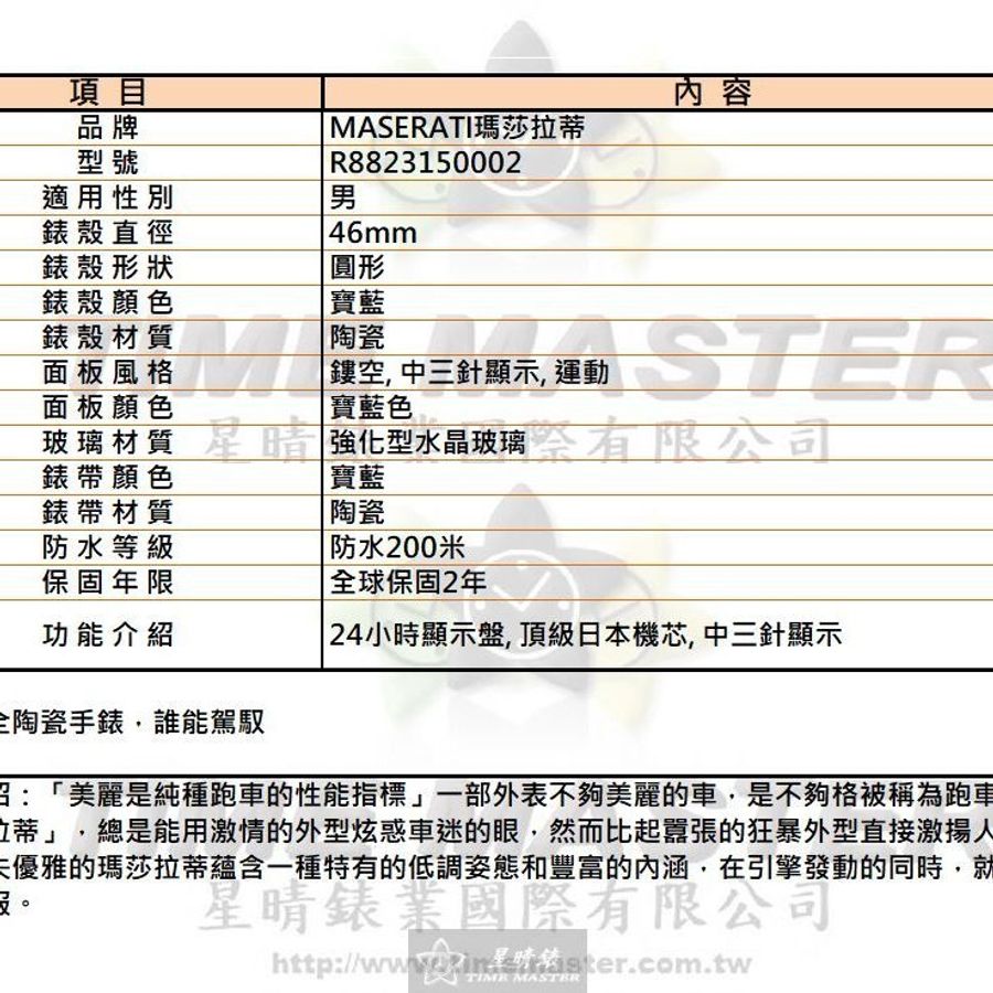 MASERATI手錶,編號R8823150002,46mm寶藍錶殼,寶藍錶帶款-11