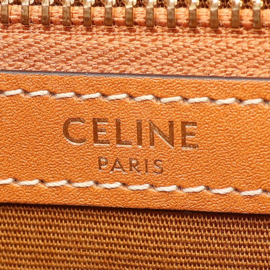 CELINE 賽琳 Flat Shopper 肩背包 棕色 Triomphe 帆布 牛皮 123832O90-3