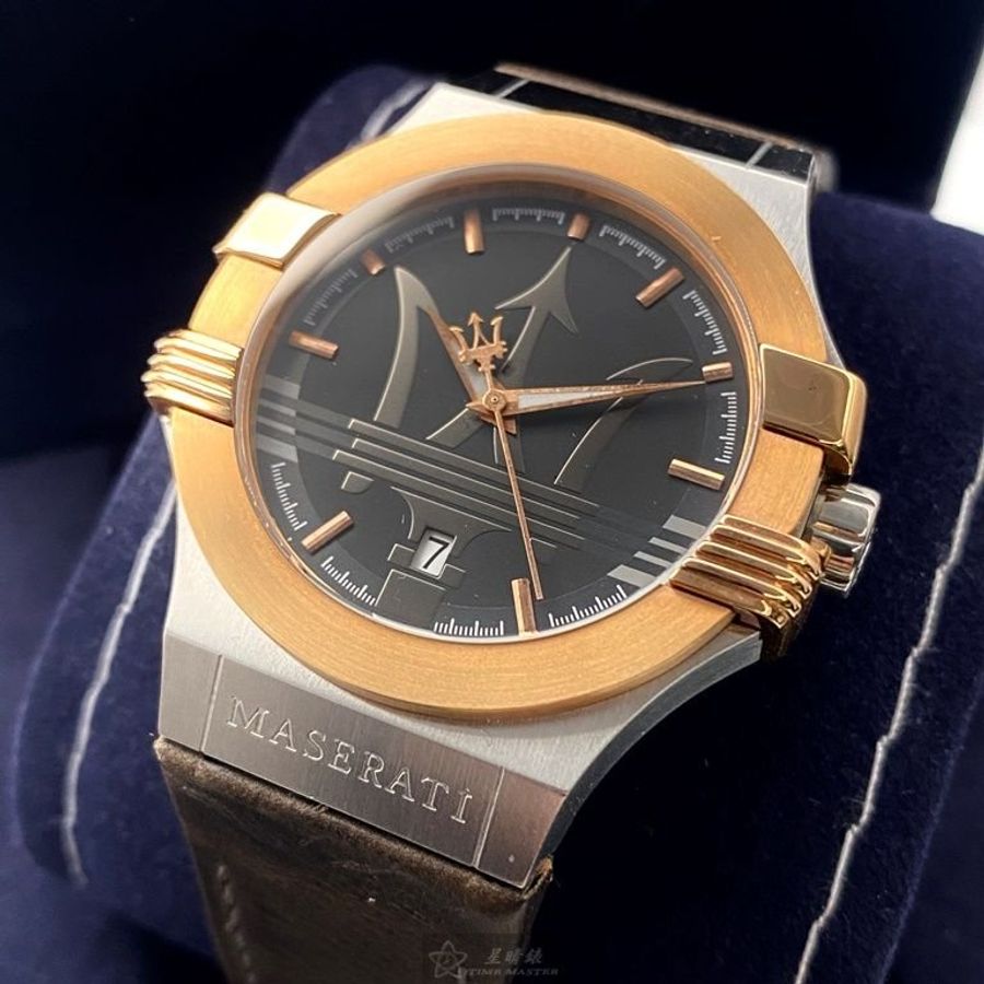 MASERATI手錶,編號R8851108014,42mm金銀錶殼,咖啡色錶帶款-2