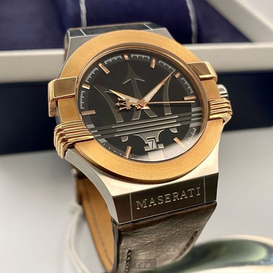 MASERATI手錶,編號R8851108014,42mm金銀錶殼,咖啡色錶帶款-7