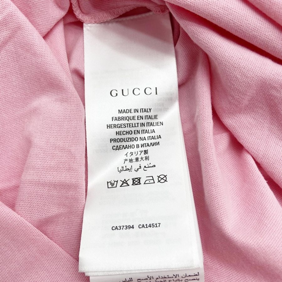 GUCCI 網球刺繡粉色短袖T恤-2
