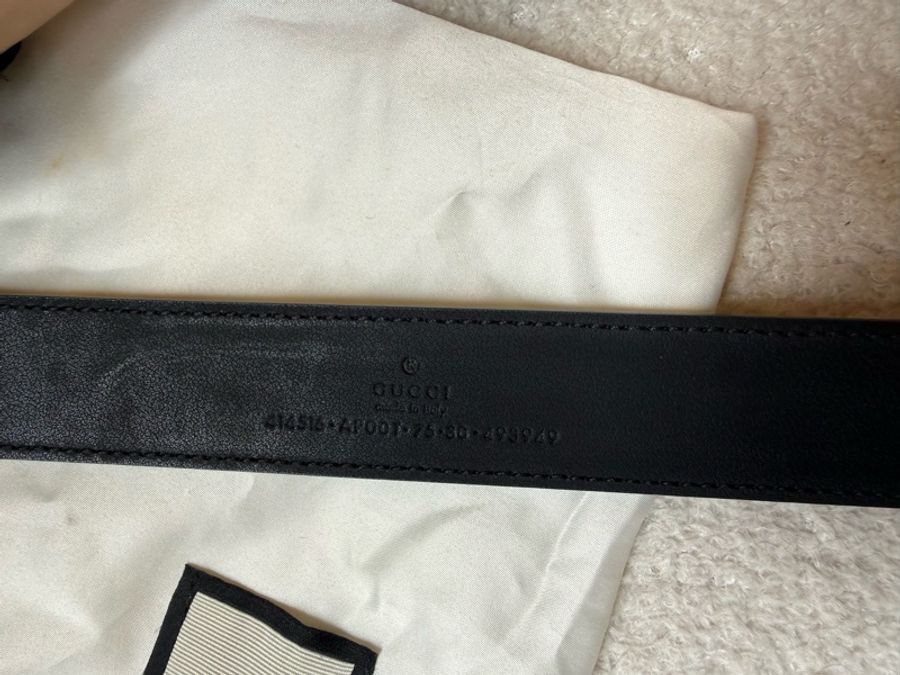 Gucci古馳雙G金扣皮帶 尺寸75cm 材質:頭層牛皮 寬3cm-1
