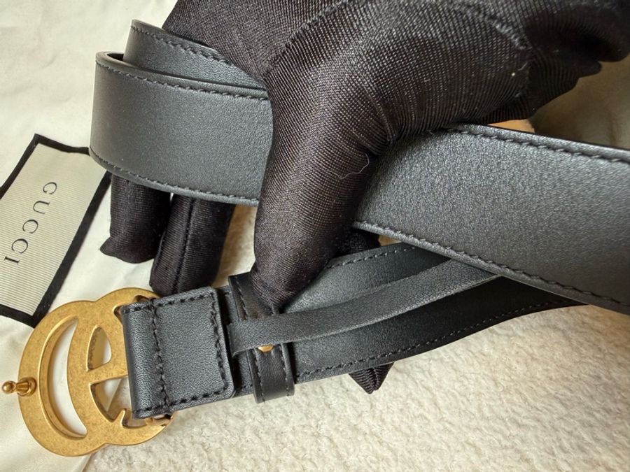 Gucci古馳雙G金扣皮帶 尺寸75cm 材質:頭層牛皮 寬3cm-6