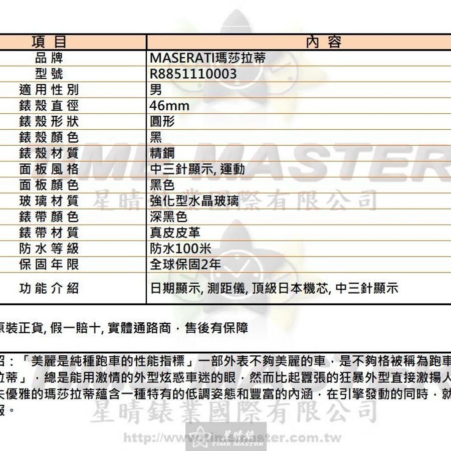 MASERATI手錶,編號R8851110003,46mm黑錶殼,深黑色錶帶款-11