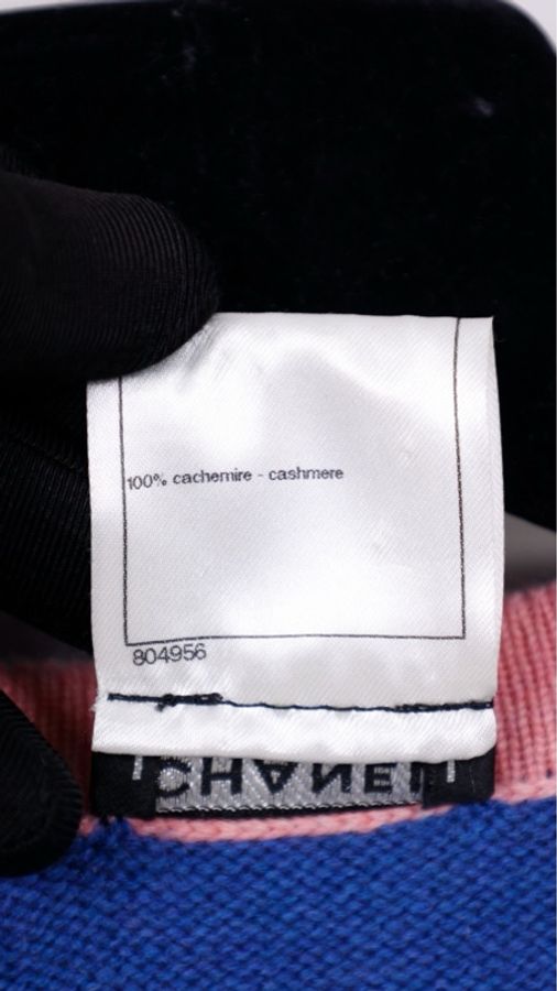 Chanel 13年姚晨同款粉蓝拼接羊绒针织四口袋开衫上衣-27