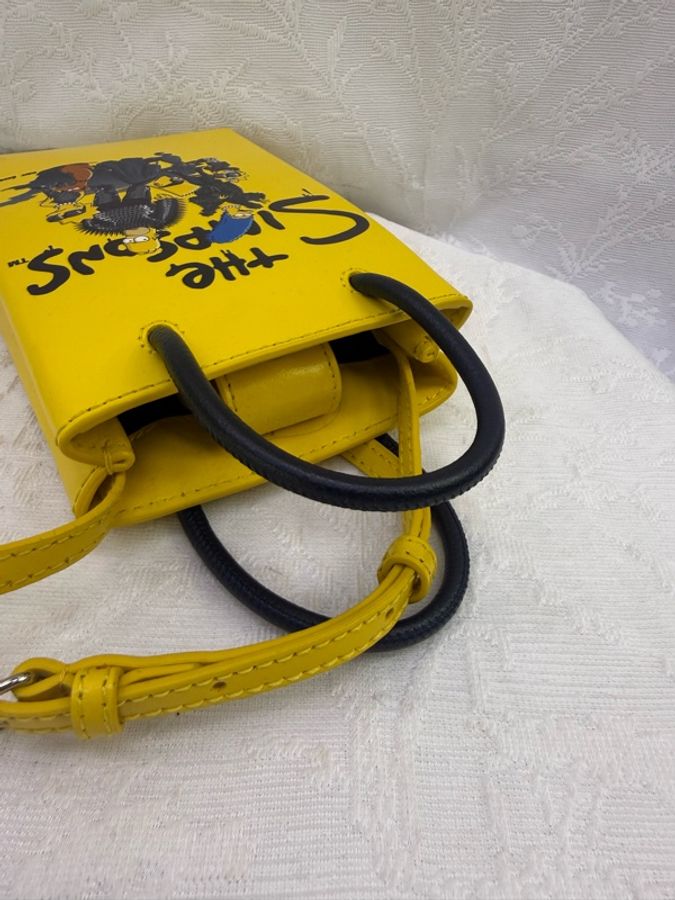Balenciaga Simpsons Graffiti Shopping Phone Holder Leather Bag-2