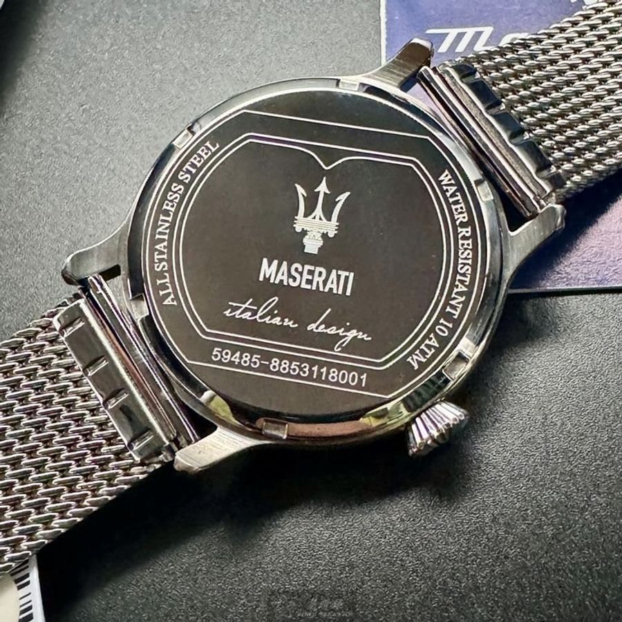 MASERATI手錶,編號R8853118001,42mm金色圓形精鋼錶殼,銀白色簡約, 中三針顯示錶面,銀色精鋼錶帶款-7