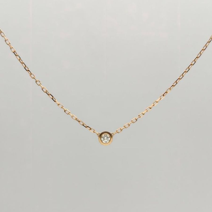 CARTIER CARTIERD'AMOUR單鑽9分小號款項鏈18K玫瑰金/鑽石-1