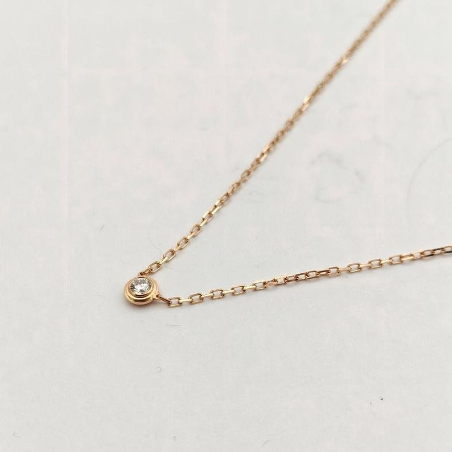 CARTIER CARTIERD'AMOUR單鑽9分小號款項鏈18K玫瑰金/鑽石-2